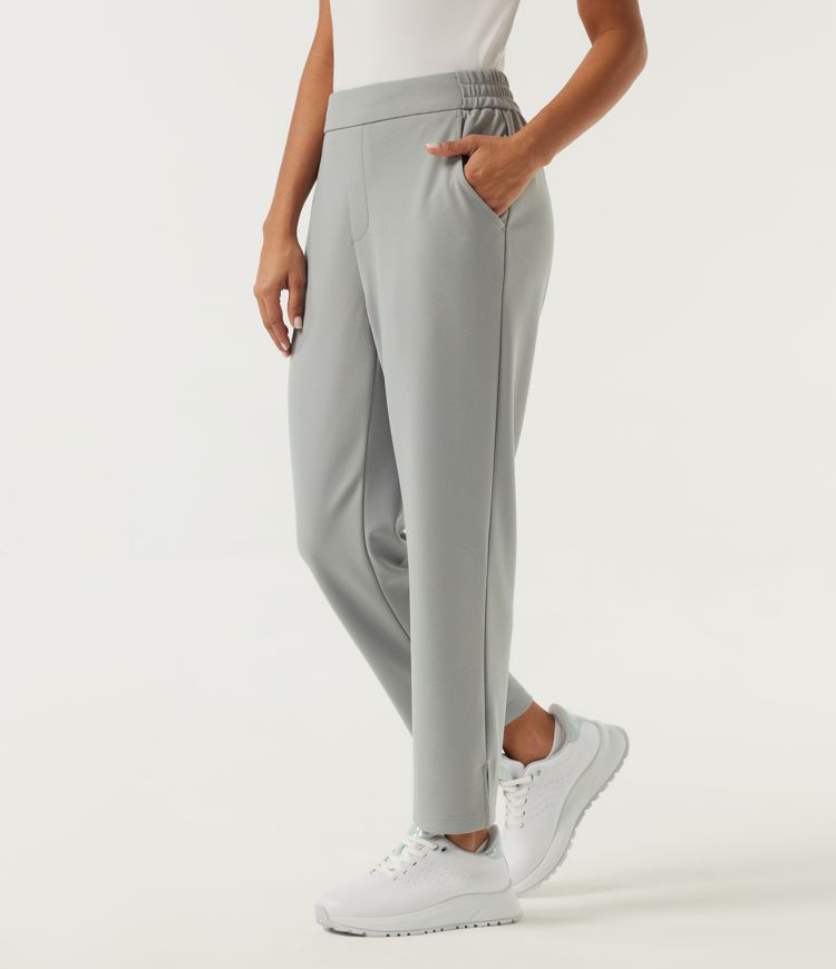 High Waisted Straight Leg Golf Pants with Pockets-Golf Tee