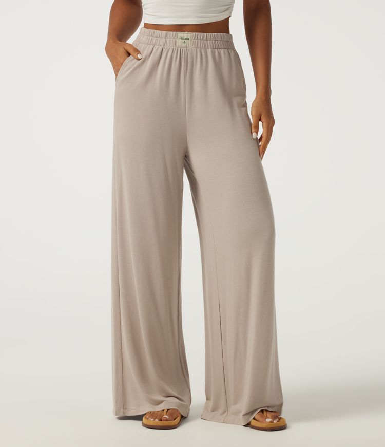 Baggy-Lounge-Hose mit hohem Bund und Seitentaschen