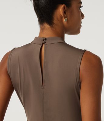Mock Neck Split Sleeveless Straight Leg Party Jumpsuit with Pockets -Easy Peezy Edition