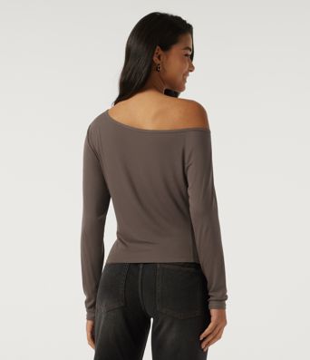 One Shoulder Long Sleeve Ruched Casual Top