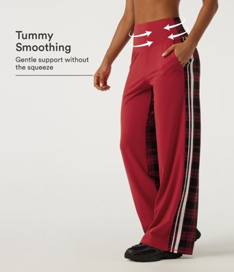 Halara UltraSculpt™ High Waisted Tummy Control Straight Leg Plaid Yoga Pants with Pockets Halara UltraSculpt™ High Waisted Tummy Control Straight Leg Plaid Yoga Pants with Pockets