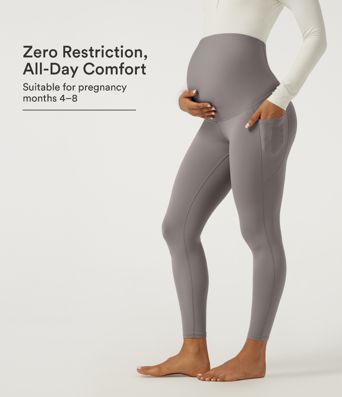 SoftlyZero™ Super High Waisted Skinny Yoga Maternity 7/8 Leggings with Pockets