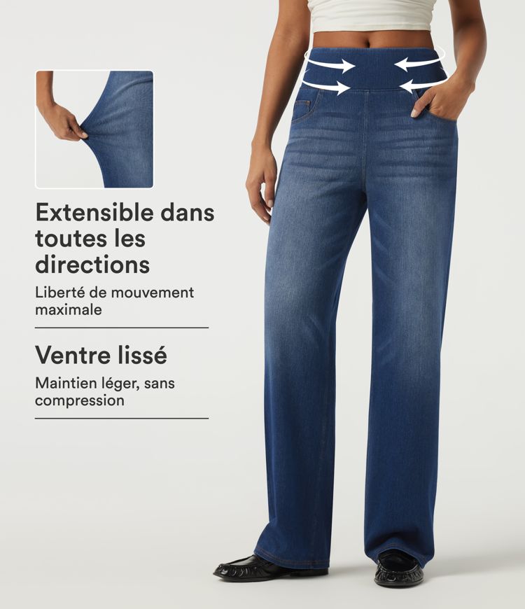 Jean droit en coton Halara Flex™ taille haute gainante avec poches