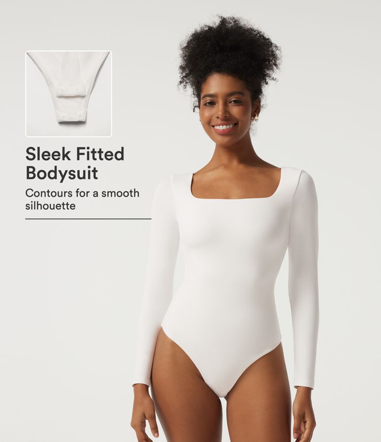 SoftlyZero™ Square Neck Long Sleeve Casual Bodysuit
