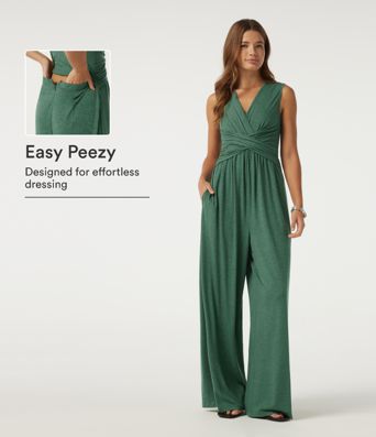 Combinaison décontractée sans manches à encolure en V avec poches — Édition Easy Peezy