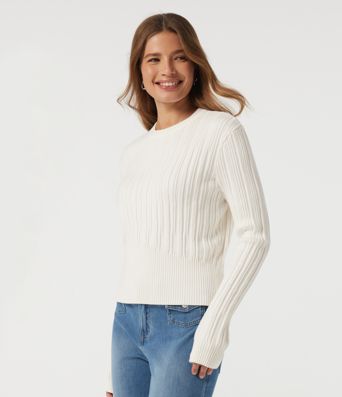 Pull décontracté à col rond et manches longues Pull décontracté à col rond et manches longues
