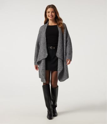 Waterfall Drop Shoulder Long Sleeve Relaxed Longline Work Sweater Cardigan Waterfall Drop Shoulder Long Sleeve Relaxed Longline Work Sweater Cardigan