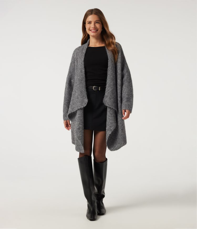 Waterfall Drop Shoulder Long Sleeve Relaxed Longline Work Sweater Cardigan Waterfall Drop Shoulder Long Sleeve Relaxed Longline Work Sweater Cardigan