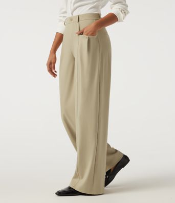 Halara DayStretch Mid Rise Wide Leg Work Pants with Pockets Halara DayStretch Mid Rise Wide Leg Work Pants with Pockets