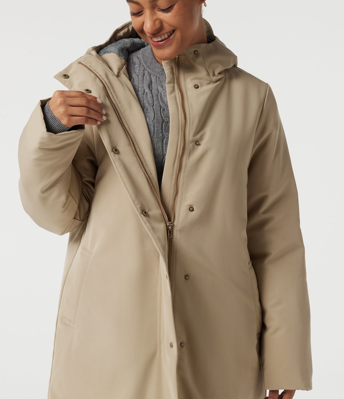 Hooded Long Sleeve Open Front Loneline Casual Down Jacket with Pockets Hooded Long Sleeve Open Front Loneline Casual Down Jacket with Pockets