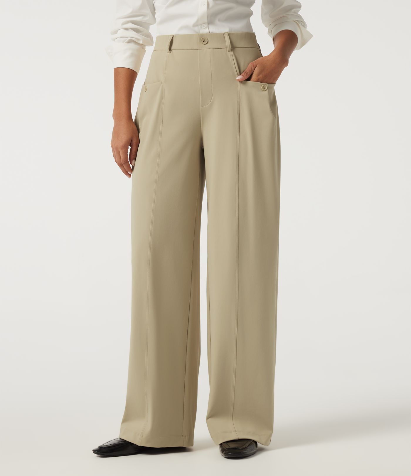Halara DayStretch Mid Rise Wide Leg Work Pants with Pockets Halara DayStretch Mid Rise Wide Leg Work Pants with Pockets