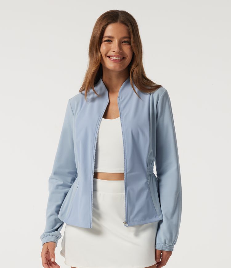 Long Sleeve Ruched Casual Jacket with Pockets
