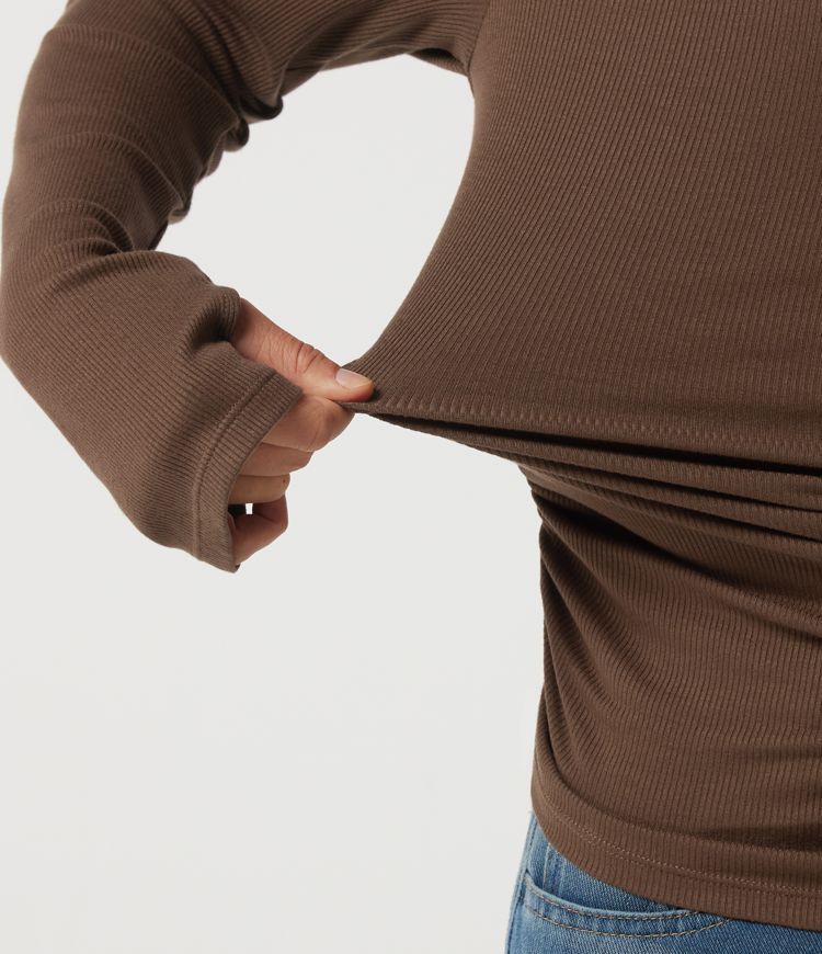 Schulterfreies, langärmliges Casual-Top mit Daumenlöchern Schulterfreies, langärmliges Casual-Top mit Daumenlöchern