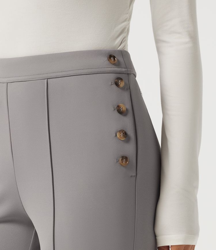 Halara Flex™ Pantalon de travail en crêpe, taille mi-haute, à plis nervurés et jambe évasée, avec poches