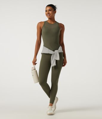 Contrast Mesh Built-in Bra Running Tank Top 