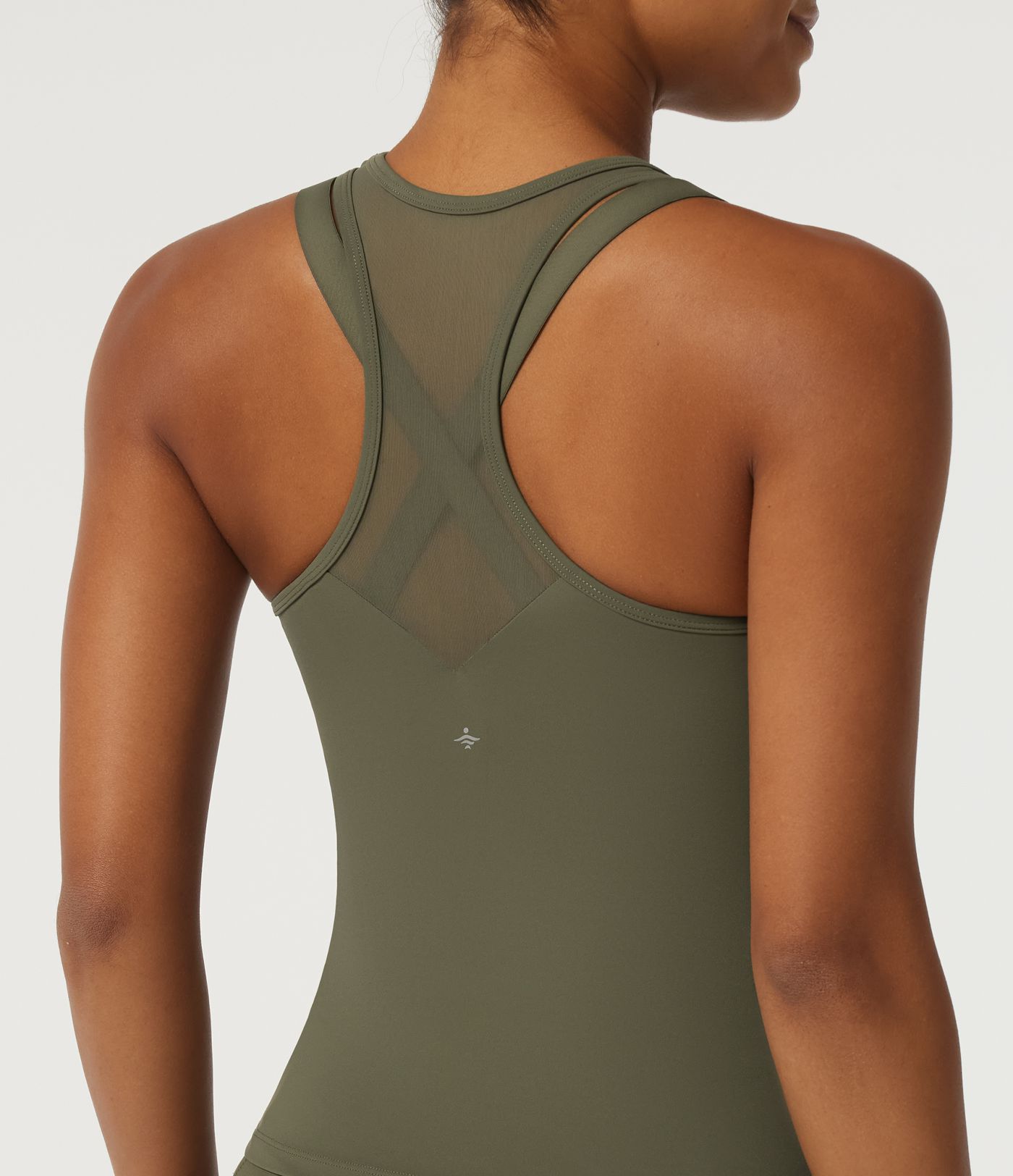 Contrast Mesh Built-in Bra Running Tank Top 
