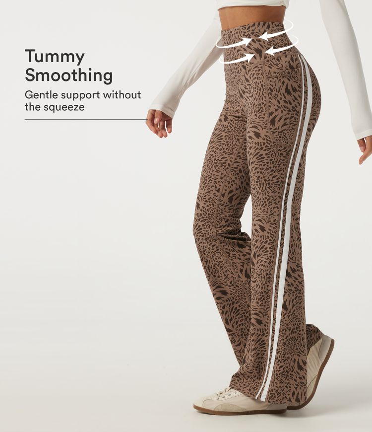 Halara UltraSculpt™ Leopard Print High Waisted Tummy Control Side Stripe Bootcut Yoga Leggings with Pockets