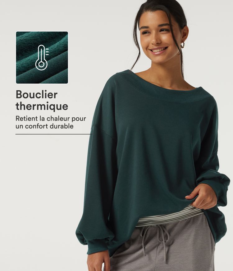 Sweat doublé polaire à col rond et manches longues