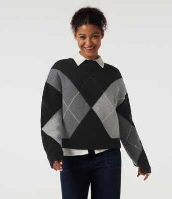 Round Neck Long Sleeve Plaid Casual Sweater Round Neck Long Sleeve Plaid Casual Sweater