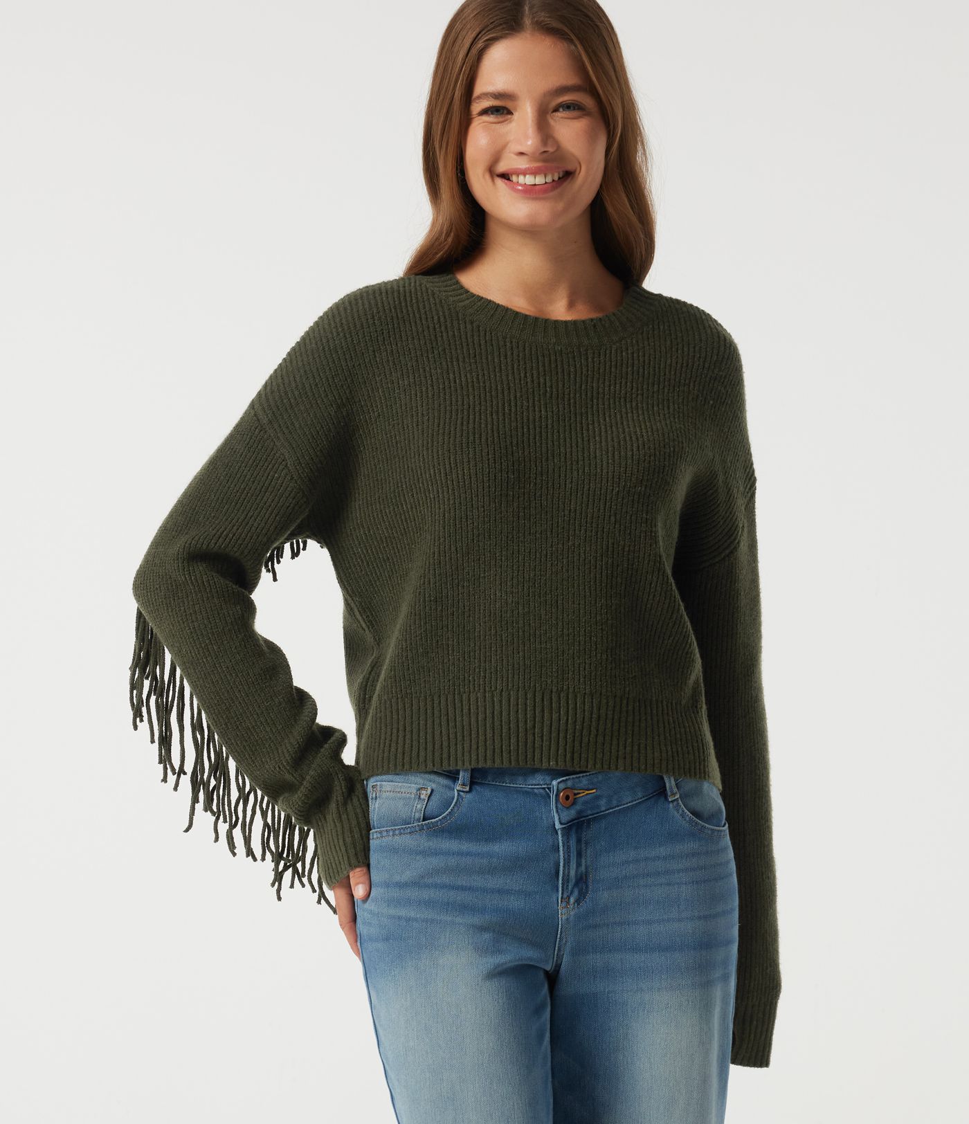 Round Neck Long Sleeve Fringe Casual Sweater Round Neck Long Sleeve Fringe Casual Sweater