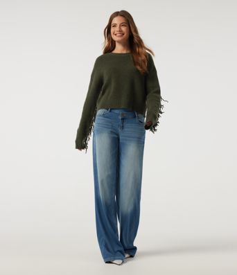 Round Neck Long Sleeve Fringe Casual Sweater Round Neck Long Sleeve Fringe Casual Sweater