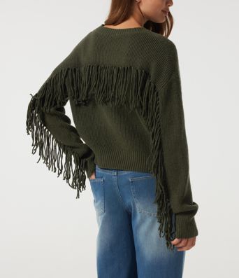 Round Neck Long Sleeve Fringe Casual Sweater Round Neck Long Sleeve Fringe Casual Sweater