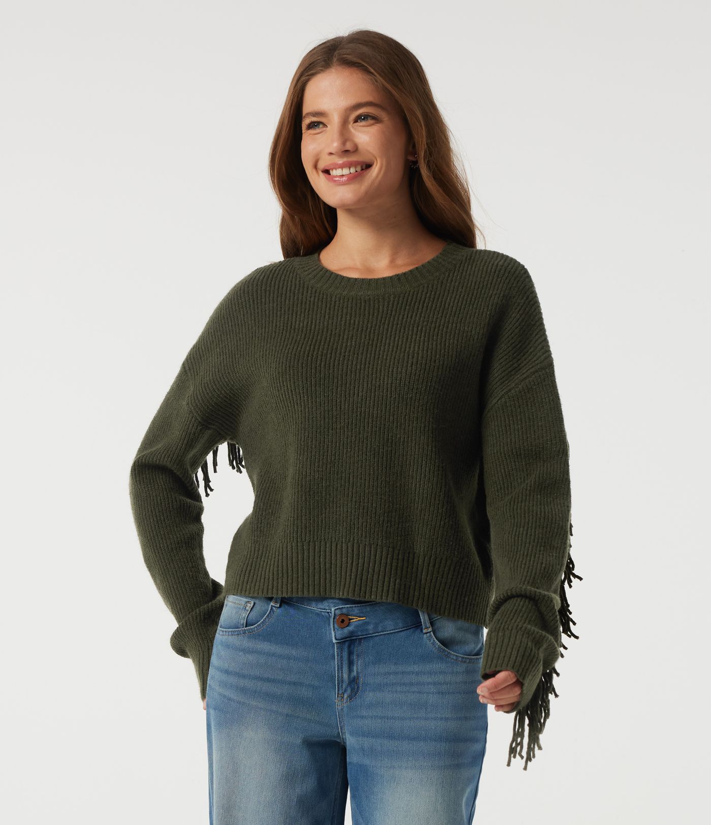 Round Neck Long Sleeve Fringe Casual Sweater Round Neck Long Sleeve Fringe Casual Sweater