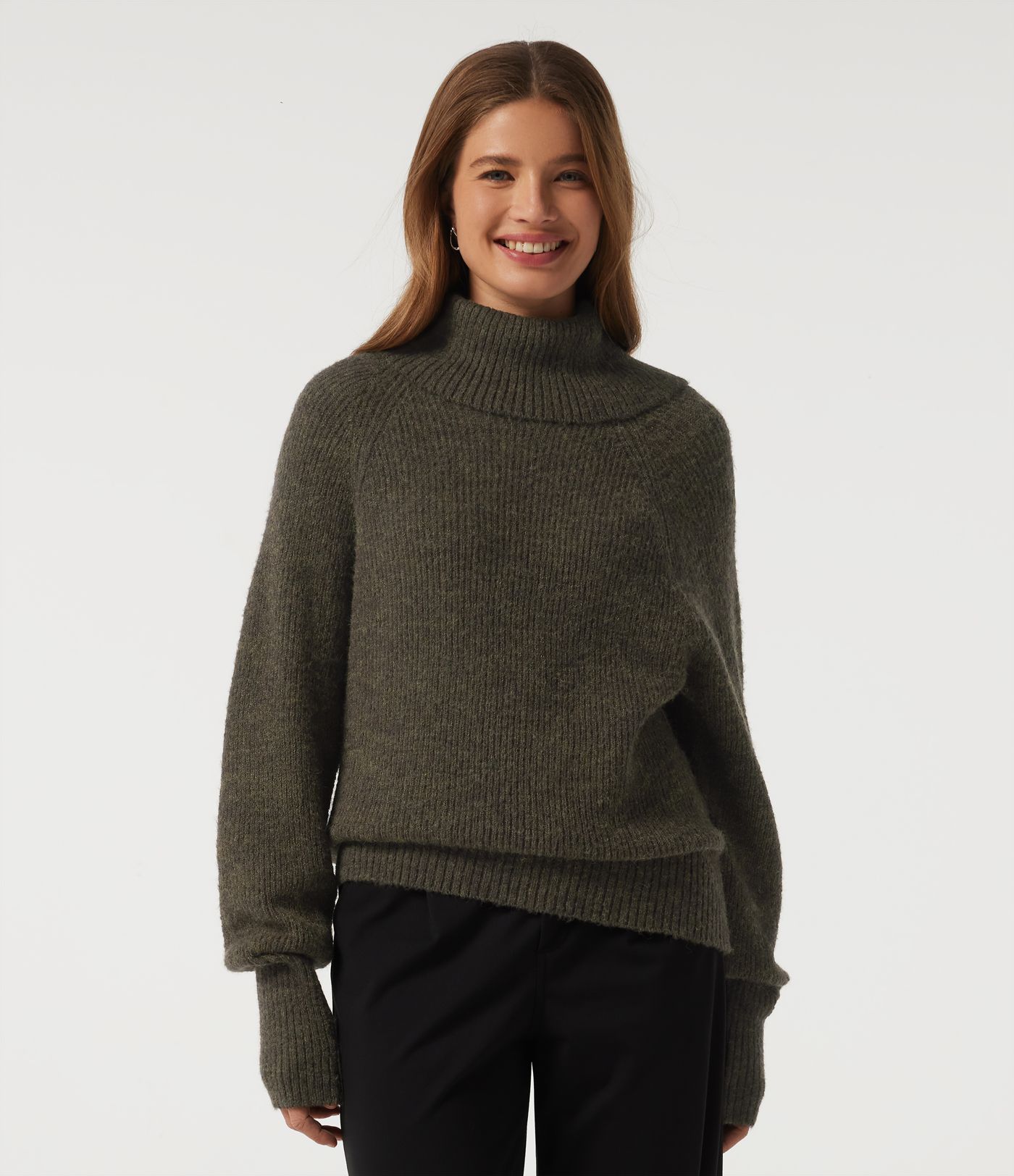 High Neck Bishop Long Sleeve Casual Sweater High Neck Bishop Long Sleeve Casual Sweater