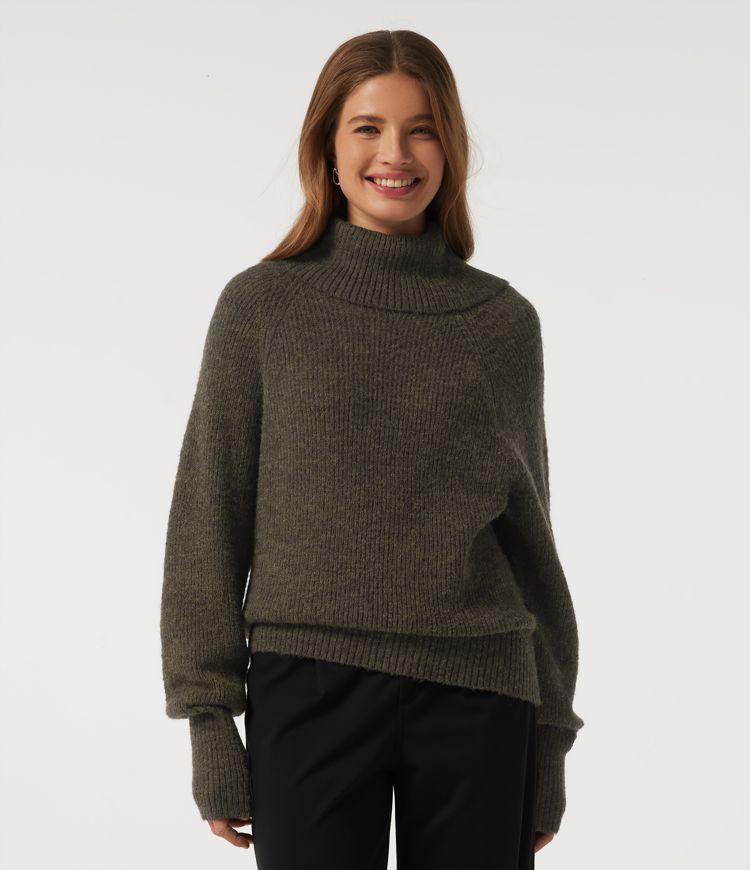 High Neck Bishop Long Sleeve Casual Sweater High Neck Bishop Long Sleeve Casual Sweater