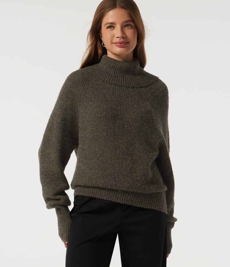 High Neck Bishop Long Sleeve Casual Sweater High Neck Bishop Long Sleeve Casual Sweater