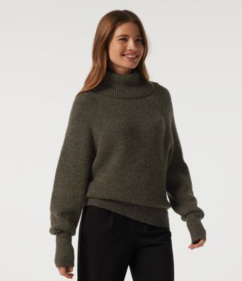 High Neck Bishop Long Sleeve Casual Sweater High Neck Bishop Long Sleeve Casual Sweater