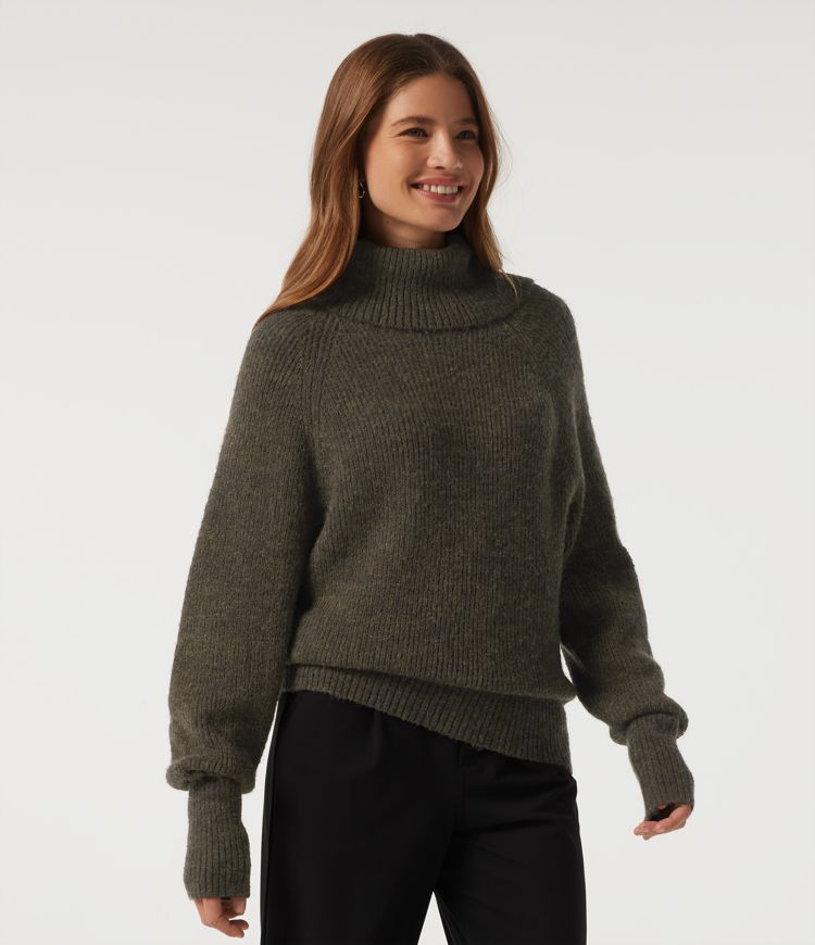 High Neck Bishop Long Sleeve Casual Sweater High Neck Bishop Long Sleeve Casual Sweater