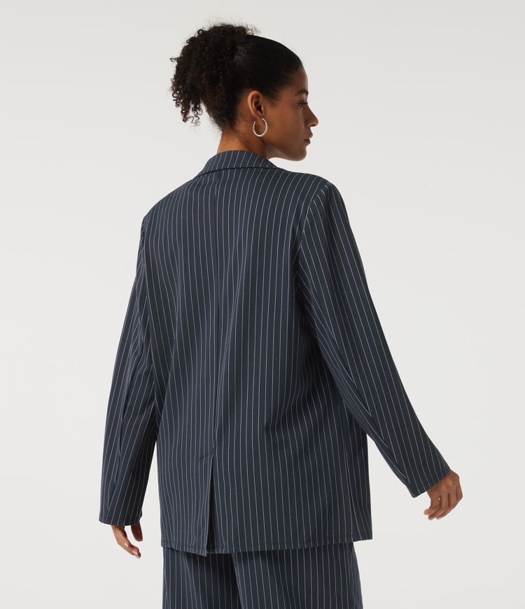 Ocean Stripe Long Sleeve Work Blazer with Pockets / 2