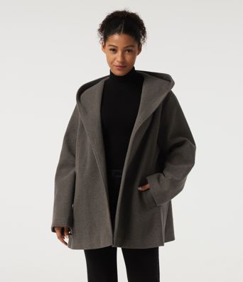 Fleece-Arbeitsmantel mit Kapuze, Kordelzug, langen Ärmeln und Taschen