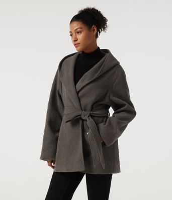 Fleece-Arbeitsmantel mit Kapuze, Kordelzug, langen Ärmeln und Taschen
