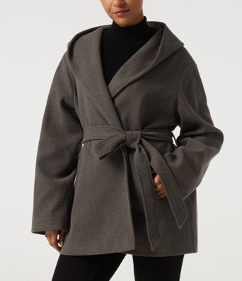 Fleece-Arbeitsmantel mit Kapuze, Kordelzug, langen Ärmeln und Taschen