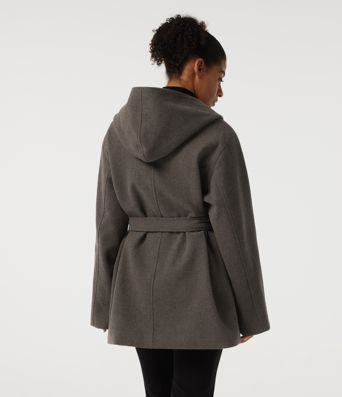 Fleece-Arbeitsmantel mit Kapuze, Kordelzug, langen Ärmeln und Taschen