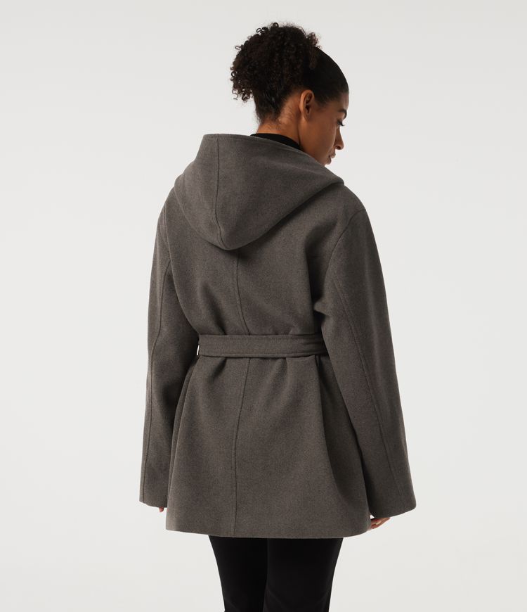 Fleece-Arbeitsmantel mit Kapuze, Kordelzug, langen Ärmeln und Taschen
