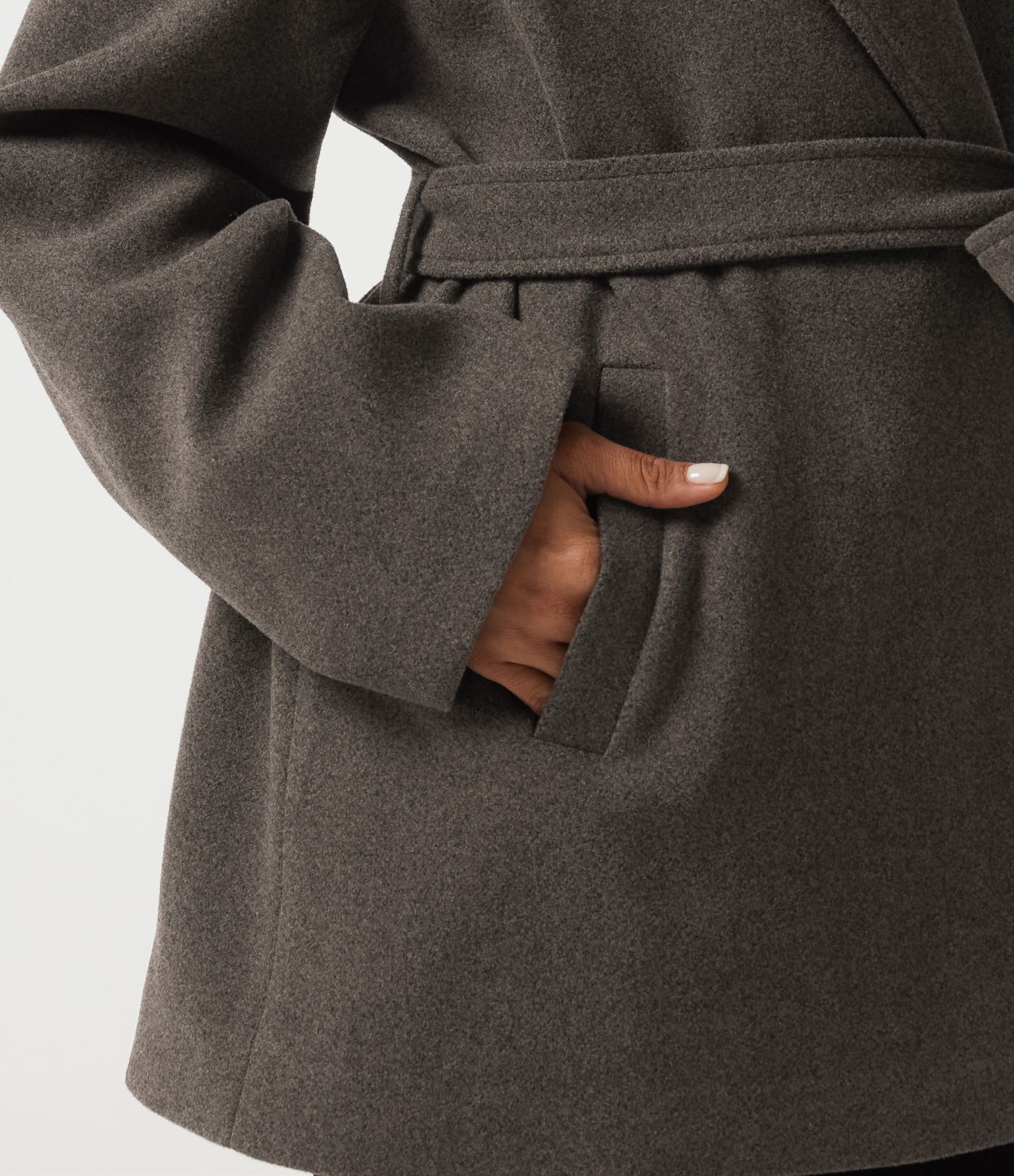 Fleece-Arbeitsmantel mit Kapuze, Kordelzug, langen Ärmeln und Taschen