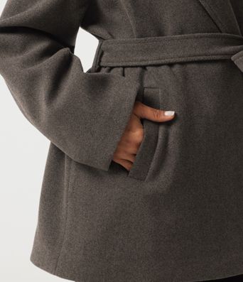 Fleece-Arbeitsmantel mit Kapuze, Kordelzug, langen Ärmeln und Taschen