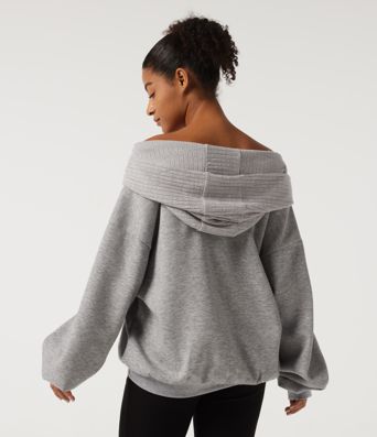 Sweat-shirt décontracté à épaules dénudées et manches longues chauve‑souris