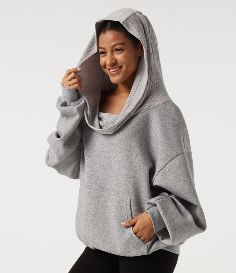 Sweat-shirt décontracté à épaules dénudées et manches longues chauve‑souris