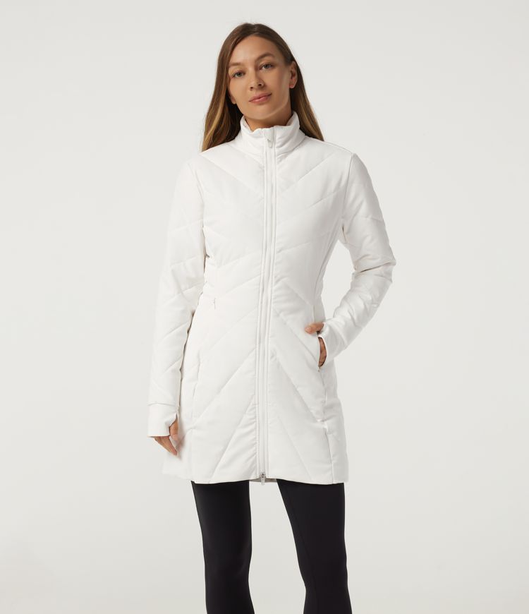 PuffFlex Stand Collar Double Zipper Casual Padded Jacket with Pockets