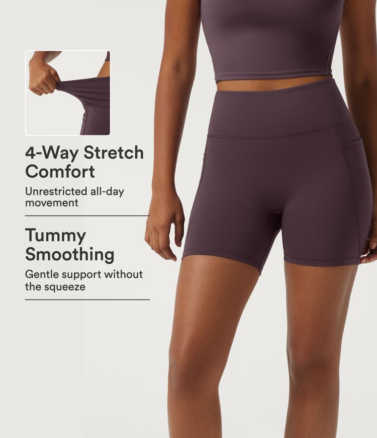 Quick Dry High Waisted Tummy Control Running Bike Shorts 5" with Pockets