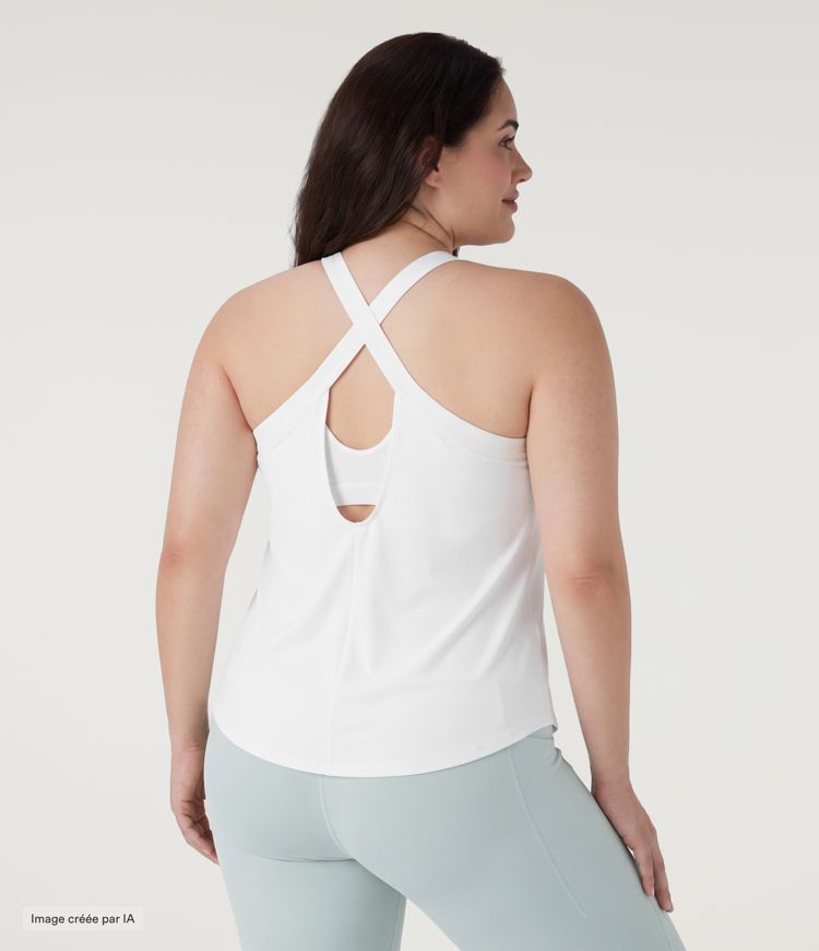 Débardeur de yoga grande taille effet frais InstantCool à encolure U avec brassière intégrée et ourlet arrondi, protection solaire UPF50+