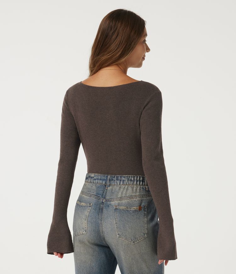 Major Brown Lässiger Pullover mit langen Volantärmeln / 2