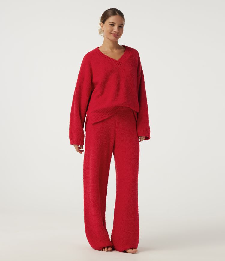 V Neck Long Sleeve Lounge Top