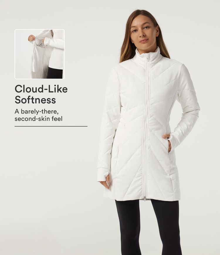 PuffFlex Stand Collar Double Zipper Casual Padded Jacket with Pockets