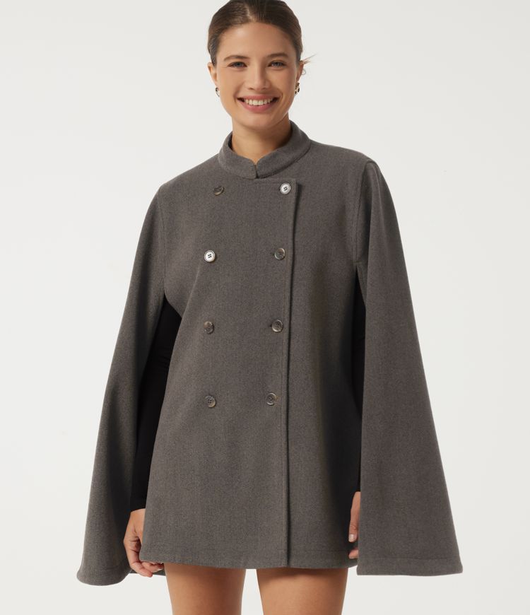 Mock Neck Long Sleeve Plaid Work Coats