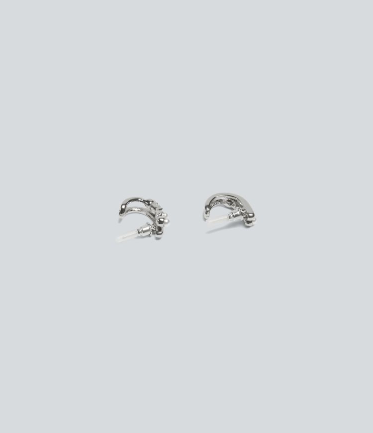Silver Zircon Pearl Stud Earrings / 2